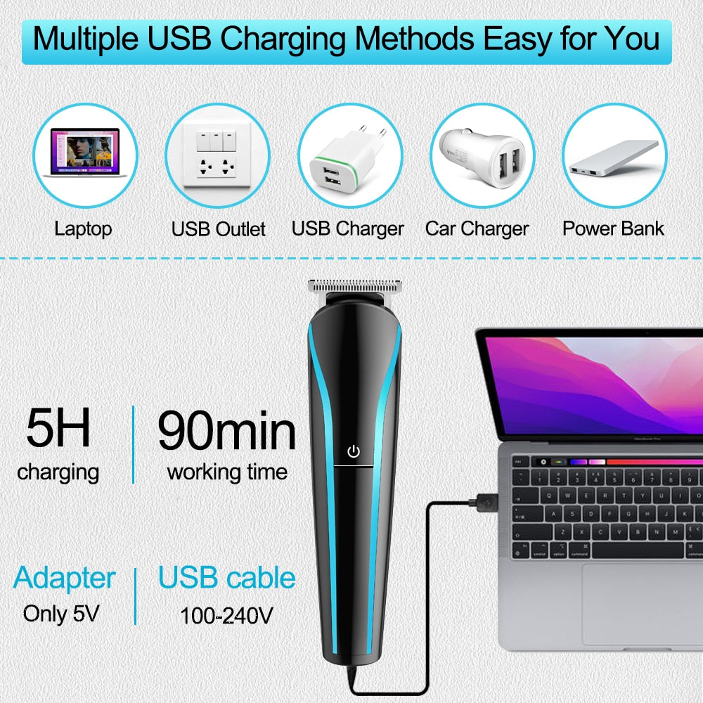 1 Electric Hair Trimmer for Men Grooming Kit Beard Nose &amp;amp; Ear Trimmer Rechargeable Barber Hair Cutting Machine